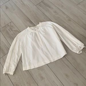 Madewell white top w/ ruffled collar, size small